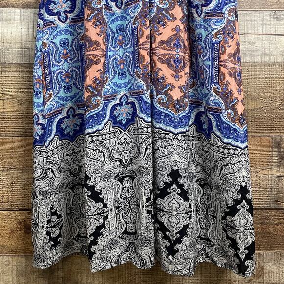 Maeve Medallion Silk Sleeveless V-Neck Maxi Dress Cutout Back Size 8 - Picture 5 of 13